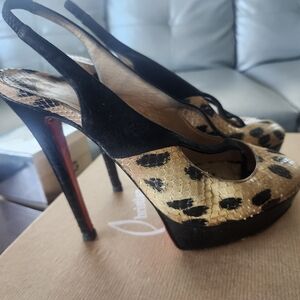 Christian Louboutin Black and Cream Stiletto Heels